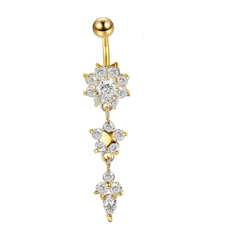 Body Puncture Diamond Water Drop Belly Ring Navel Rings Gold Stainless Steel Belly Button Rings Nail Women Fashion Jewelry Will and Sandy