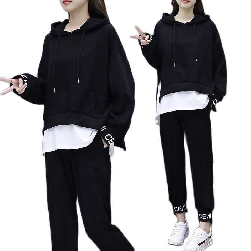 Spring And Autumn Korean Version Plus Size Tracksuit Women 2021 Fashion Hip-Hop Two Piece Set Women Casual Sports Suit Women Y0625