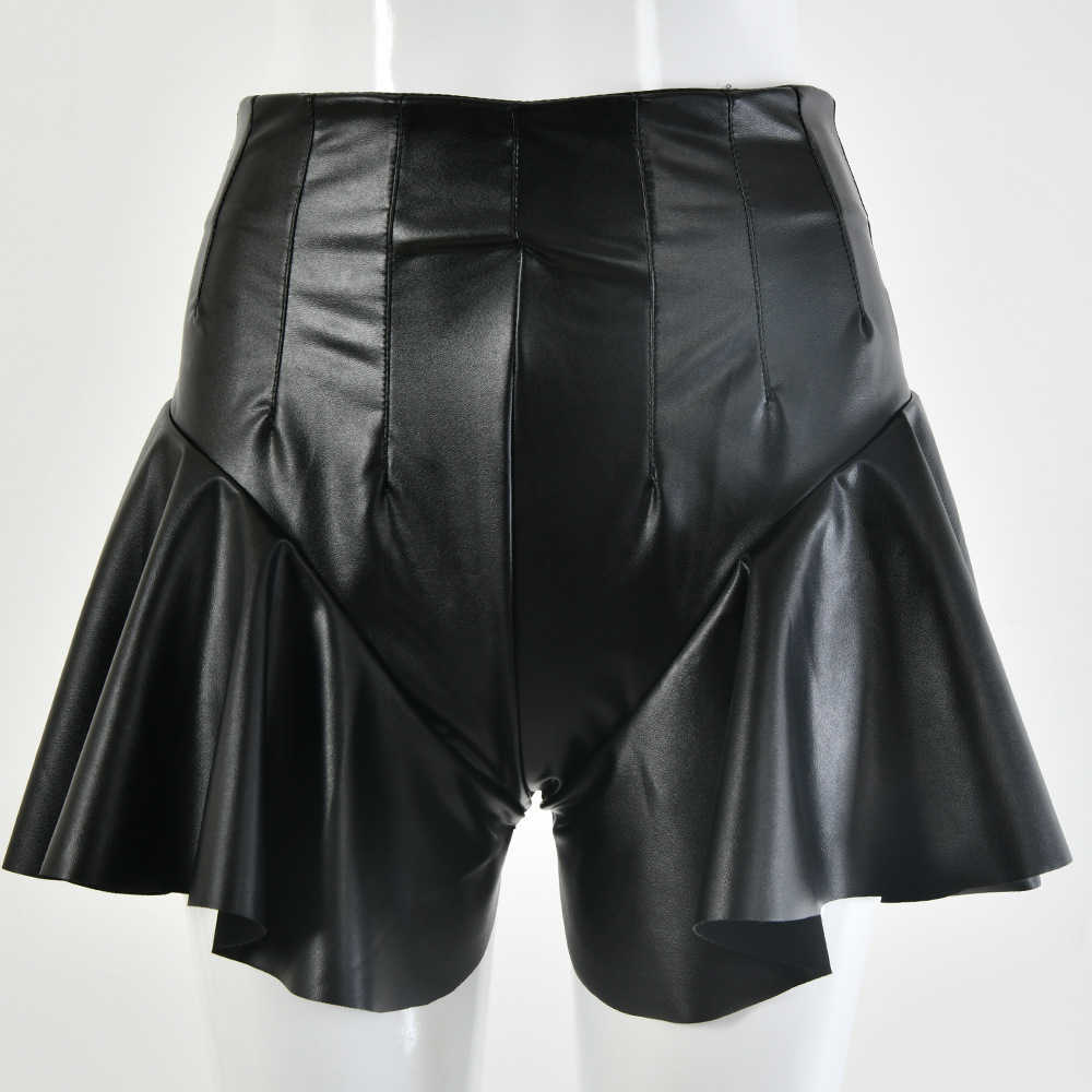 Colysmo Pu Leather Mini Skirt High Waist Sexy Pleated s Womens Black Elastic Faldas Streetwear Club Party Bottoms 210527
