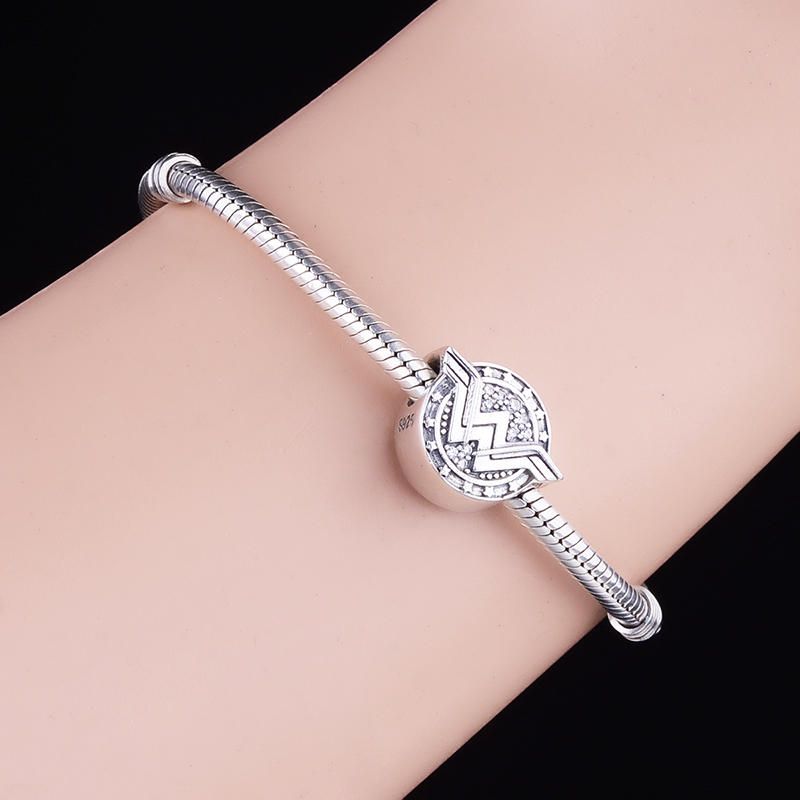925 Sterling Silver Bead Fit Original Charm Bracelet Death Is Necessary Power Symbol Bead For Making Women Berloque 2021