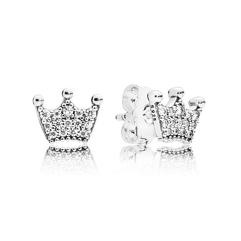 Fashion Stud Earrings 925 Sterling Silver Rose Droplets Heart Circles Radiant Elegance Enchanted Crown For Women Jewelry Gift