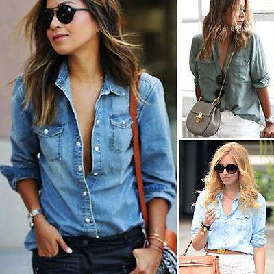 Wholesale- 2021 Fashion Women Ladies Blue Jean Denim Long Sleeve Shirt Tops Blouse Jacket
Wholesale- 2021 Fashion Women Ladies Blue Jean Denim Long Sleeve Shirt Tops Blouse Jacket
