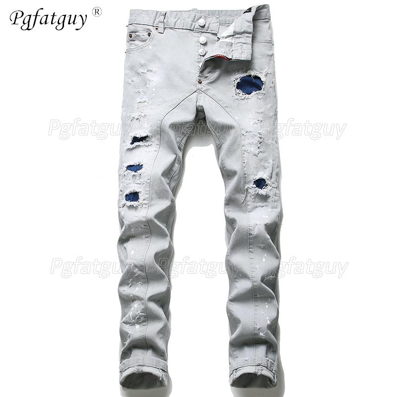 Autumn Winter Men's Jeans Slim Stretch Fashion Ripped Hole Patch Gray Denim Pants New Style Trousers Hip Hop Punk Streetwear, Blue
Autumn Winter Men's Jeans Slim Stretch Fashion Ripped Hole Patch Gray Denim Pants New Style Trousers Hip Hop Punk Streetwear, Blue