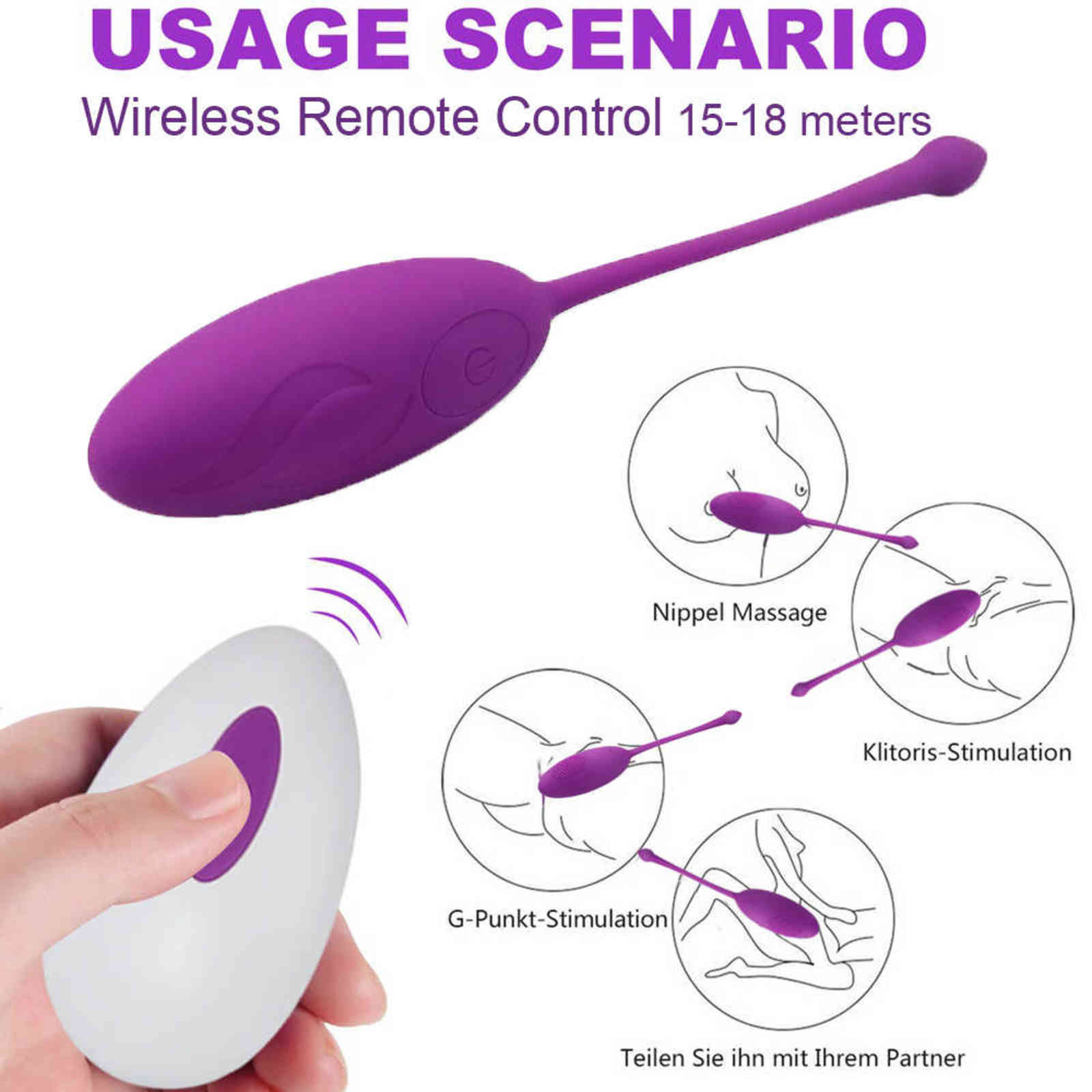 Wireless Remote Vaginal Balls Vibration Strong Shock Jumping Egg Anus Clitoris Nippel Massage Adult Sex Vibrators Toys For Women Y201118-image