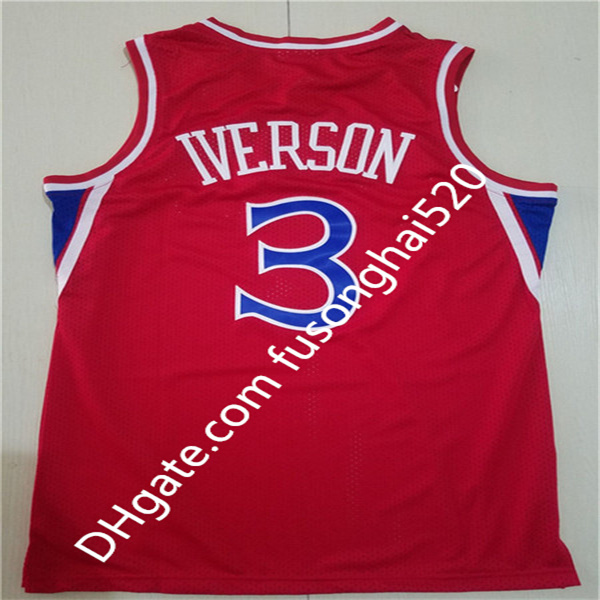 Men Top Quality Allen 3 Iverson Joel 21 Embiid Basketball Jersey Ben Julius Simmons 6 Erving Georgetown University Cheap Retro Shirts