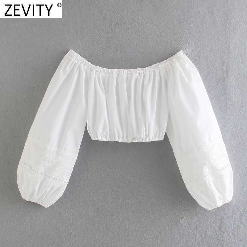 Zevity Women Sexy Off Shoulder Pleats Short White Shirt Female Embroidery Lantern Sleeve Blouse Roupas Chic Slim Tops LS9139 210603, As pic ls9139cc
Zevity Women Sexy Off Shoulder Pleats Short White Shirt Female Embroidery Lantern Sleeve Blouse Roupas Chic Slim Tops LS9139 210603, As pic ls9139cc