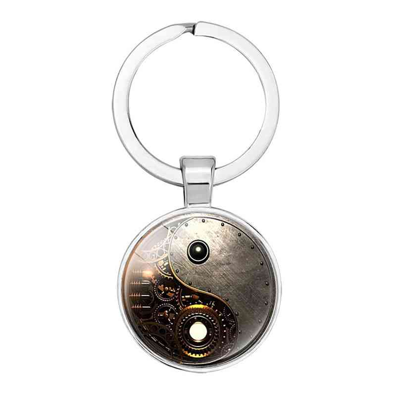 Key Rings Chinese Style Accessories Yin Yang Tai Chi Eight Diagrams Cat Footprints Time Ring Chain