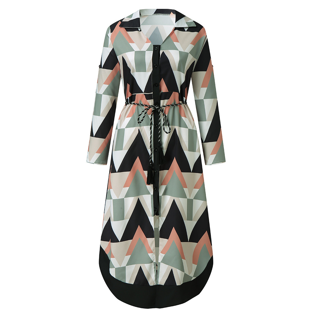 Summer Women Casual Shirt Dress Feminino Print Turndown Collar Plus Size Ladies Long Dress Vestido Mujer Women Clothing, Green
Summer Women Casual Shirt Dress Feminino Print Turndown Collar Plus Size Ladies Long Dress Vestido Mujer Women Clothing, Green