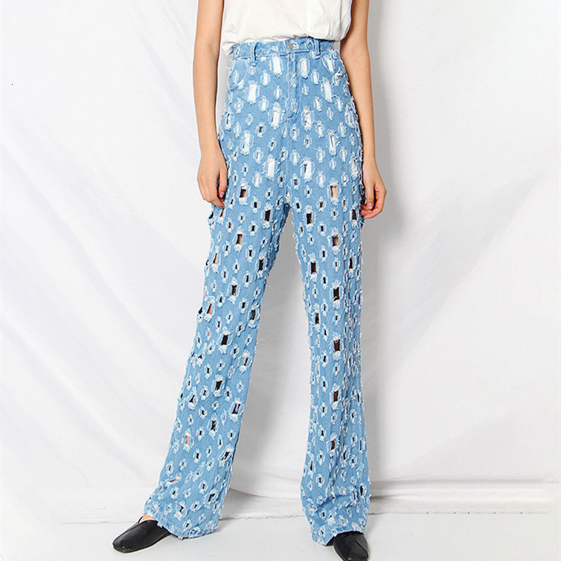 2021 New Women Cool Vintage Dense Hole Hollow Out Plaid Denim High Waist Jeans Autumn Brand Design Full Length Wide Leg Pants Ve6h, Blue
2021 New Women Cool Vintage Dense Hole Hollow Out Plaid Denim High Waist Jeans Autumn Brand Design Full Length Wide Leg Pants Ve6h, Blue