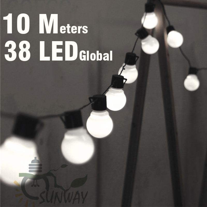 10M ED String ights with 38Pcs G50 White Gobe for Indoor Outdoor Garden Party Patio Decoration and Connectabe Pug incuded
10M ED String ights with 38Pcs G50 White Gobe for Indoor Outdoor Garden Party Patio Decoration and Connectabe Pug incuded