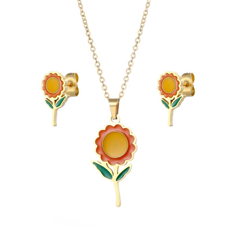 Earrings & Necklace Trendy Stainless Steel Enamel Daisy Flower Pendant Chain Stud Earring For Women Gold Color Fashion Jewelry Set Gift, Silver
Earrings & Necklace Trendy Stainless Steel Enamel Daisy Flower Pendant Chain Stud Earring For Women Gold Color Fashion Jewelry Set Gift, Silver