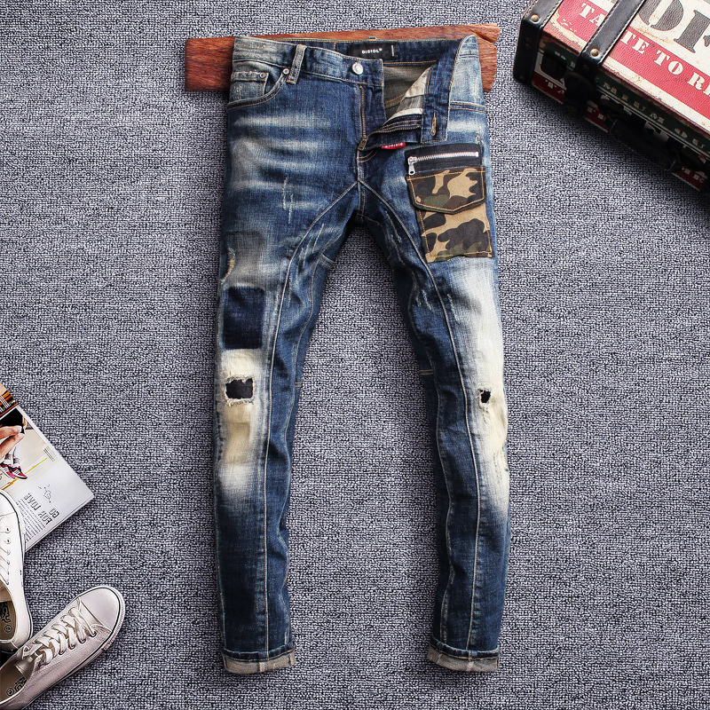 2021 New Italian Style Fashion High Quality Slim Fit Patch Camouflage Pocket Ripped Men Streetwear Hip Hop Jeans Homme Jy1t, Retro blue
2021 New Italian Style Fashion High Quality Slim Fit Patch Camouflage Pocket Ripped Men Streetwear Hip Hop Jeans Homme Jy1t, Retro blue