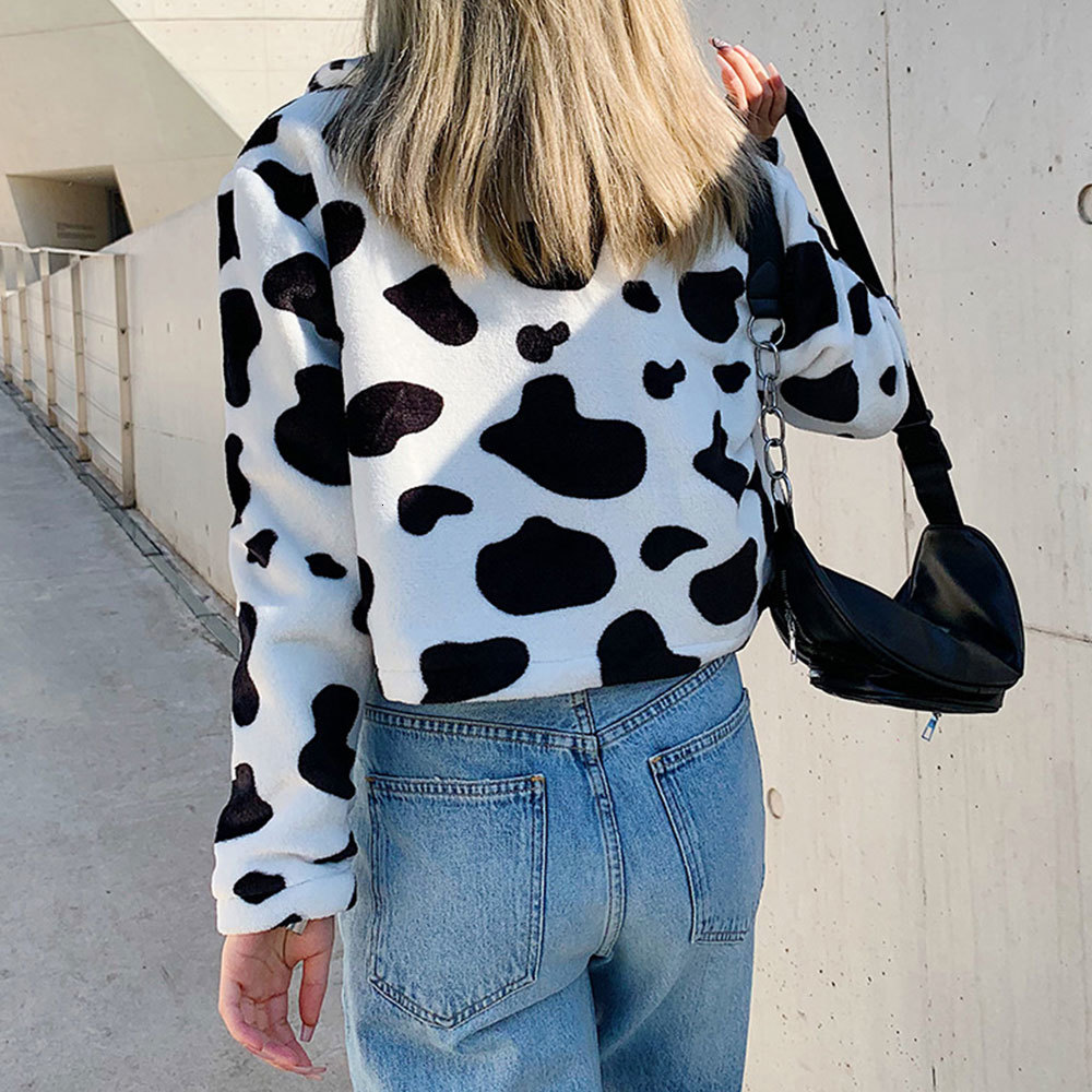 2021 New Autumn Winter Warm Faux Fur Jacket Elegant Cow Print Teddy Female Cropped Harajuku Coat Fashion Outwear K2gv, As photo
2021 New Autumn Winter Warm Faux Fur Jacket Elegant Cow Print Teddy Female Cropped Harajuku Coat Fashion Outwear K2gv, As photo
