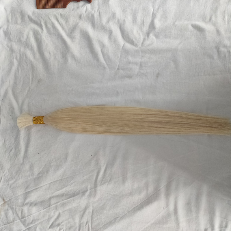 top quality silk straight wave 100 human hair bulk without weft straight hair bulk for braiding virgin remy blonde color 613 400gr lot