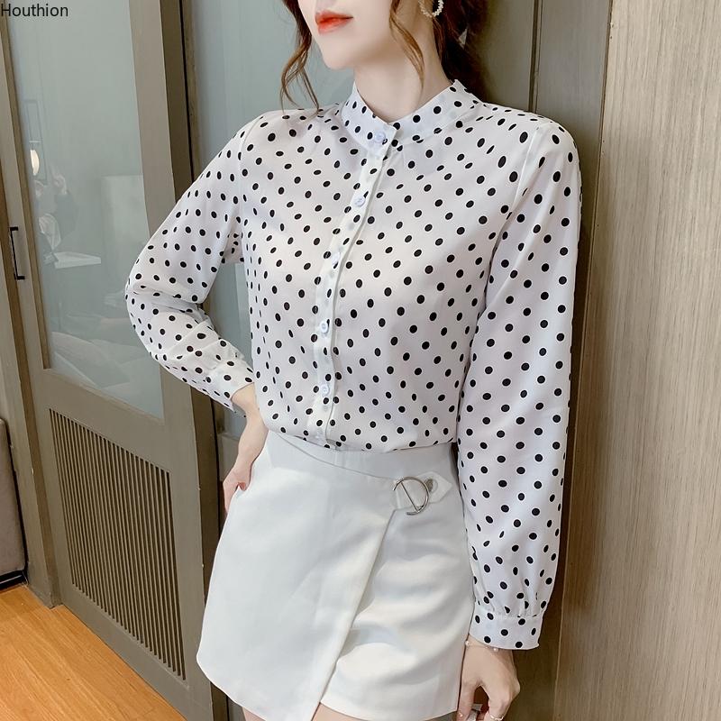 Women's Blouses & Shirts Houthion Silk Long Sleeve Casual Fashion Top Polka Dot Print Shirt Korean Loose Blouse Full Button Lady, White
Women's Blouses & Shirts Houthion Silk Long Sleeve Casual Fashion Top Polka Dot Print Shirt Korean Loose Blouse Full Button Lady, White