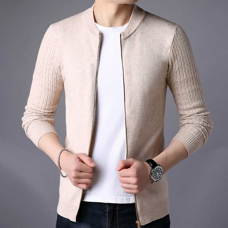 Liseaven Men's Sweater Male Jacket Solid Color Sweaters Knitwear Warm Sweatercoat Cardigans Men Clothing 211008