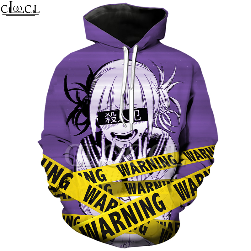 Anime Girl Toga Himiko My Hero Academia Hoodie Women's Men's 3D Print Long Sleeve Sweatshirt Warning Casual Hooded Pullovers 201020
