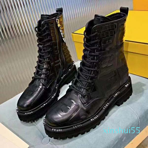 Top Womens Boots Brand Genuine Leather thick bottom Martin boot Platform Flat heel Shoes Size 35-42 65002