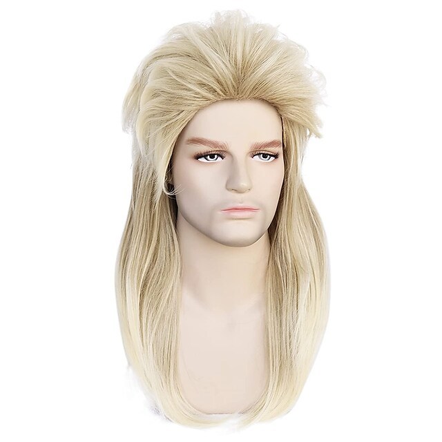 Long Curly Synthetic Cosplay 70s Wig Blonde Simulation Human Hair Wigs Hairpieces for Both Men and Women C951