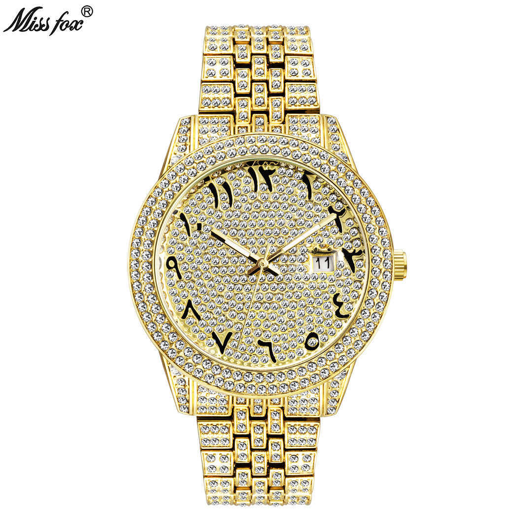 Misfox new watch gold high-grade full diamond Arabic full sky star waterproof quartz men's Watch, Silver
Misfox new watch gold high-grade full diamond Arabic full sky star waterproof quartz men's Watch, Silver