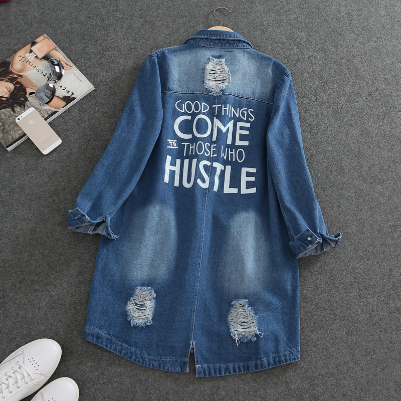 Plus Size -9xl Denim Jackets Women Outerwear Hole Sleeve Autumn New Long Jean Jacket Female Loose Letter Print Jeans Coat 4v86, Navy blue
Plus Size -9xl Denim Jackets Women Outerwear Hole Sleeve Autumn New Long Jean Jacket Female Loose Letter Print Jeans Coat 4v86, Navy blue