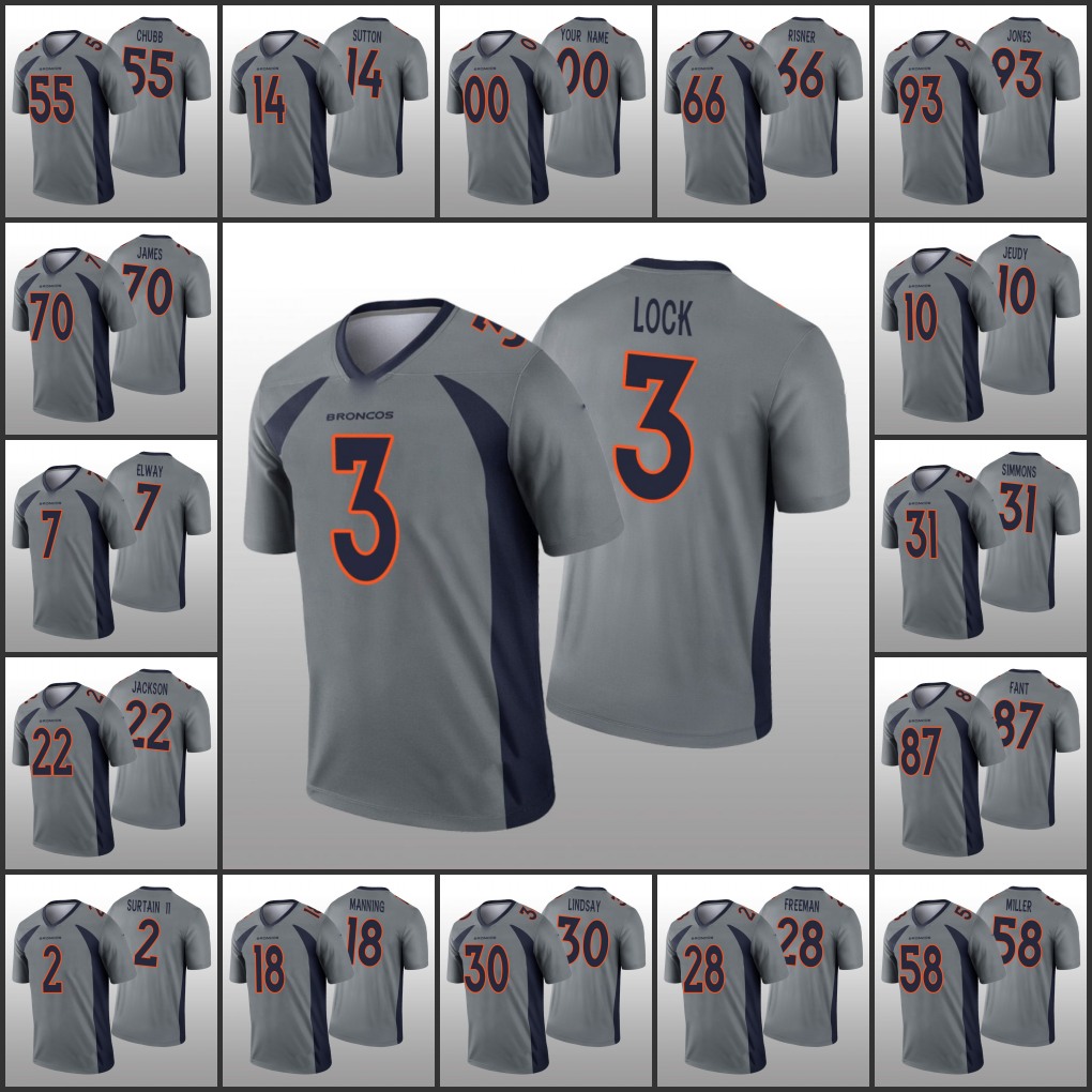 DenverBroncosMen Women Youth #31 Justin Simmons 10 Jerry Jeudy 30 Phillip Lindsay 58 Von Miller Custom Gray Inverted Legend Jersey
DenverBroncosMen Women Youth #31 Justin Simmons 10 Jerry Jeudy 30 Phillip Lindsay 58 Von Miller Custom Gray Inverted Legend Jersey