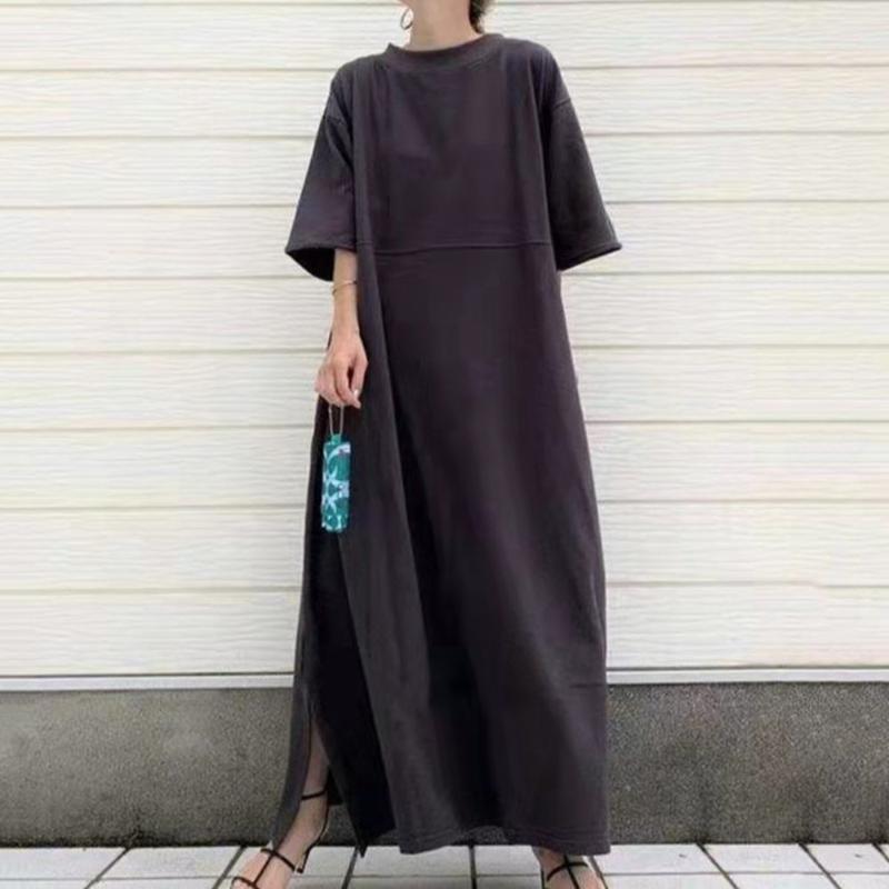 Casual Dresses 2021 Japanese Round Neck Short Sleeve Loose Simple Dress Solid Color Long Skirt Temperament Women' Summer, Black
Casual Dresses 2021 Japanese Round Neck Short Sleeve Loose Simple Dress Solid Color Long Skirt Temperament Women' Summer, Black