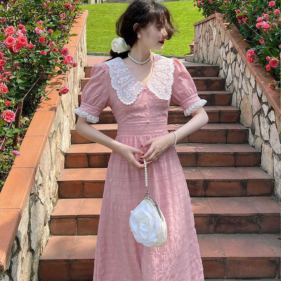 Pink French Vintage Kawaii Dres Lace Patchwork Peter Pan Collar Sweet Midi Female Y2K Casual Holiday Princess 210604, Pink dress
Pink French Vintage Kawaii Dres Lace Patchwork Peter Pan Collar Sweet Midi Female Y2K Casual Holiday Princess 210604, Pink dress