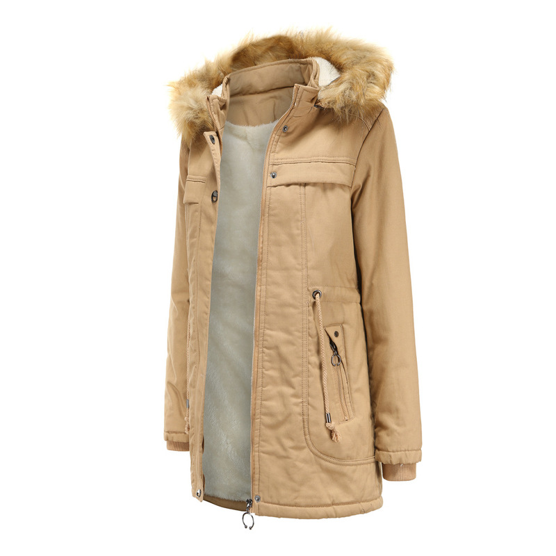 Women's windproof parka coat hooded winter long-sleeved padded down cotton faux fur lined with zipper pockets, Black
Women's windproof parka coat hooded winter long-sleeved padded down cotton faux fur lined with zipper pockets, Black