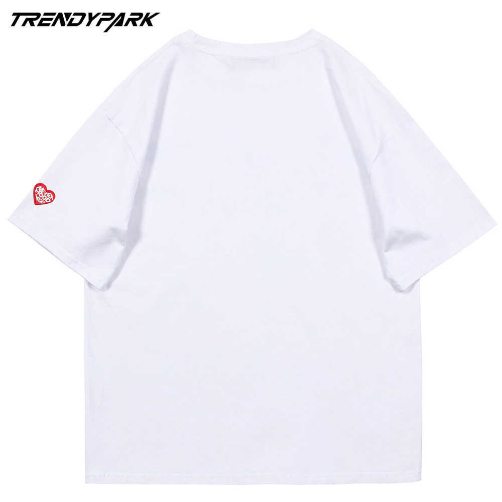 Men's Hip Hop Streetwear Tshirts Harajuku Plastic Heart T-Shirts Mens Casual Cotton Short Sleeve Tees Shirts Oversized Tops 210601
