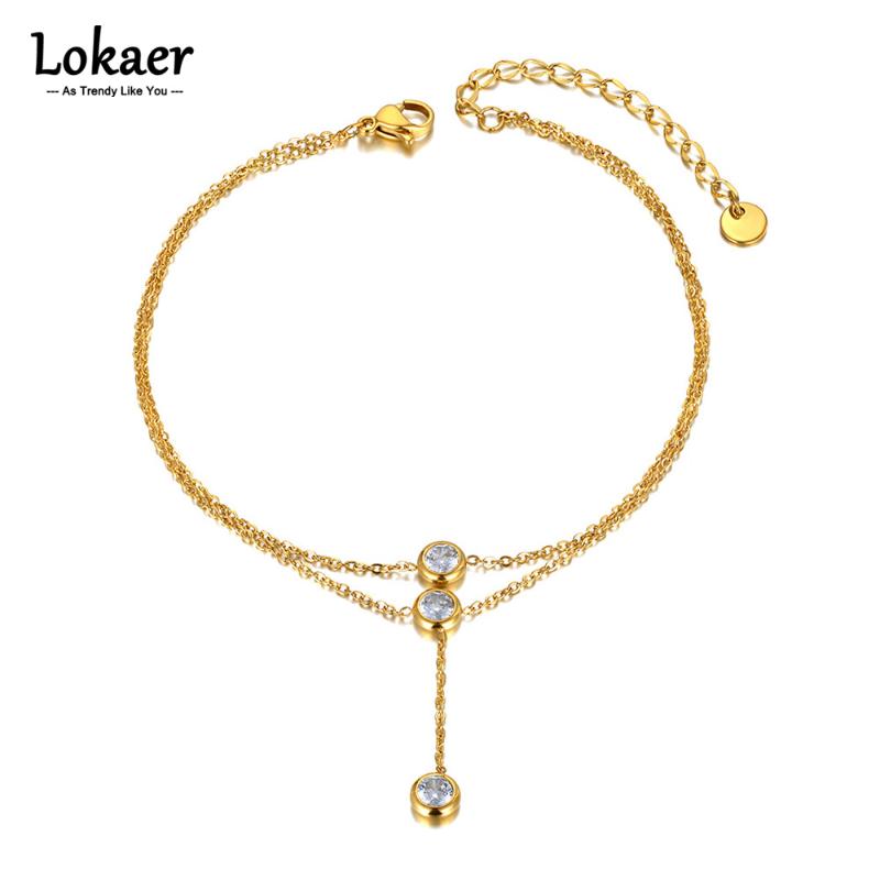 Anklets Lokaer Double Layer CZ Crystal Charm Anklet Foot Jewelry 18K Gold Stainless Steel Bohemia Party For Women Girls A21033, Red;blue
Anklets Lokaer Double Layer CZ Crystal Charm Anklet Foot Jewelry 18K Gold Stainless Steel Bohemia Party For Women Girls A21033, Red;blue