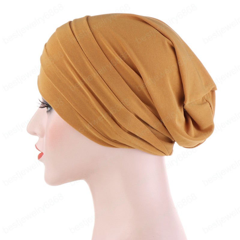 Women Stretchy Turban Hat Head Wrap Cotton Hijab Cap Solid Soft Headscarf New Fashion Muslim Scarf Muslim Turban for Women