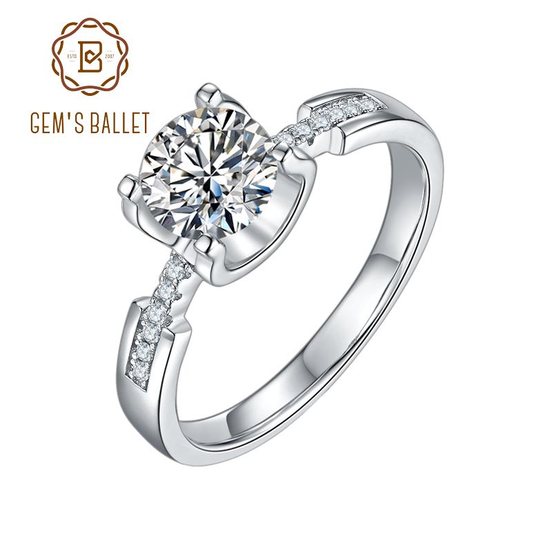 Cluster Rings GEM'S BALLET Moissanite Wedding Ring 925 Sterling Silver 0.5ct 1ct D Color Diamond Women's Antique Style 
Cluster Rings GEM'S BALLET Moissanite Wedding Ring 925 Sterling Silver 0.5ct 1ct D Color Diamond Women's Antique Style