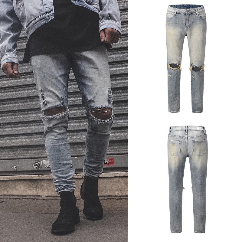 jeans high street kanye same irregular cat beard hole hip hop slim fit little leg men, Blue
jeans high street kanye same irregular cat beard hole hip hop slim fit little leg men, Blue