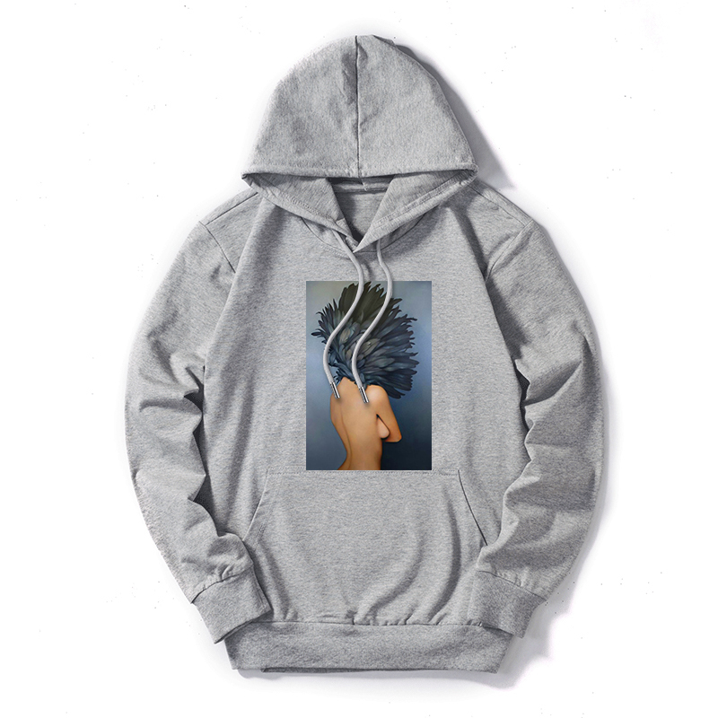 Women Sweatshirt Cotton Hoodies Autumn Winter Vintage Flowers Feather Print Hoodie Print Pullover Plus Size 5XL Artistic 201102