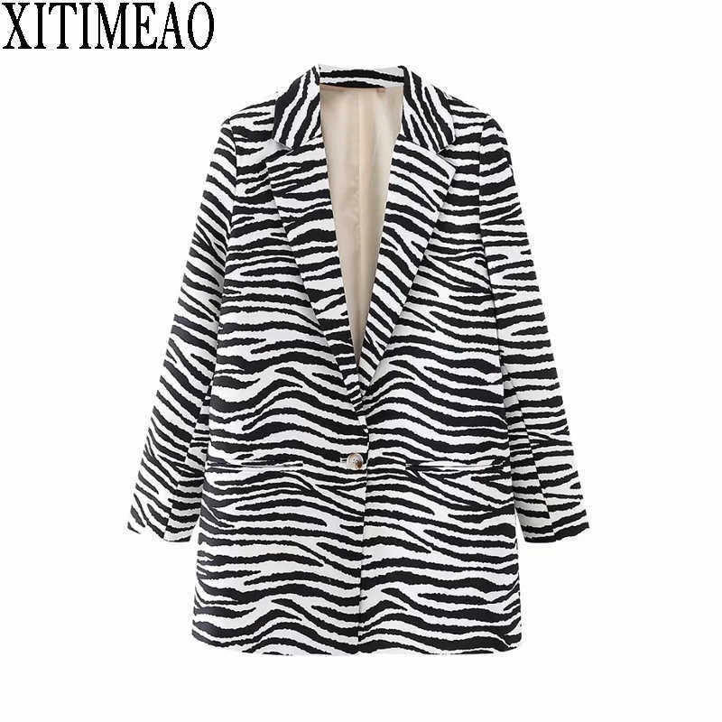 XITIMEAO Women Fashion Office Wear One Button Blazers Coat Vintage Long Sleeves Black White Texture Female Chic Outerwear 210602, As picture
XITIMEAO Women Fashion Office Wear One Button Blazers Coat Vintage Long Sleeves Black White Texture Female Chic Outerwear 210602, As picture