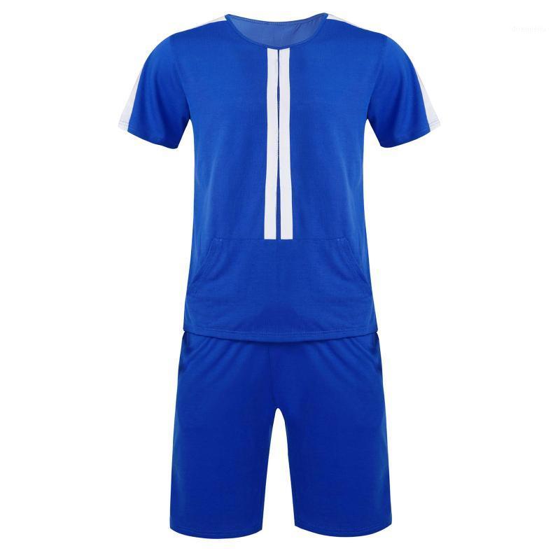 Running Sets Men Summer Outfits Striped Sportswear Casual Football Gym Fitness Outfit Breathable Short Sleeve T-shirt With Drawstring Shorts, Black;blue
Running Sets Men Summer Outfits Striped Sportswear Casual Football Gym Fitness Outfit Breathable Short Sleeve T-shirt With Drawstring Shorts, Black;blue