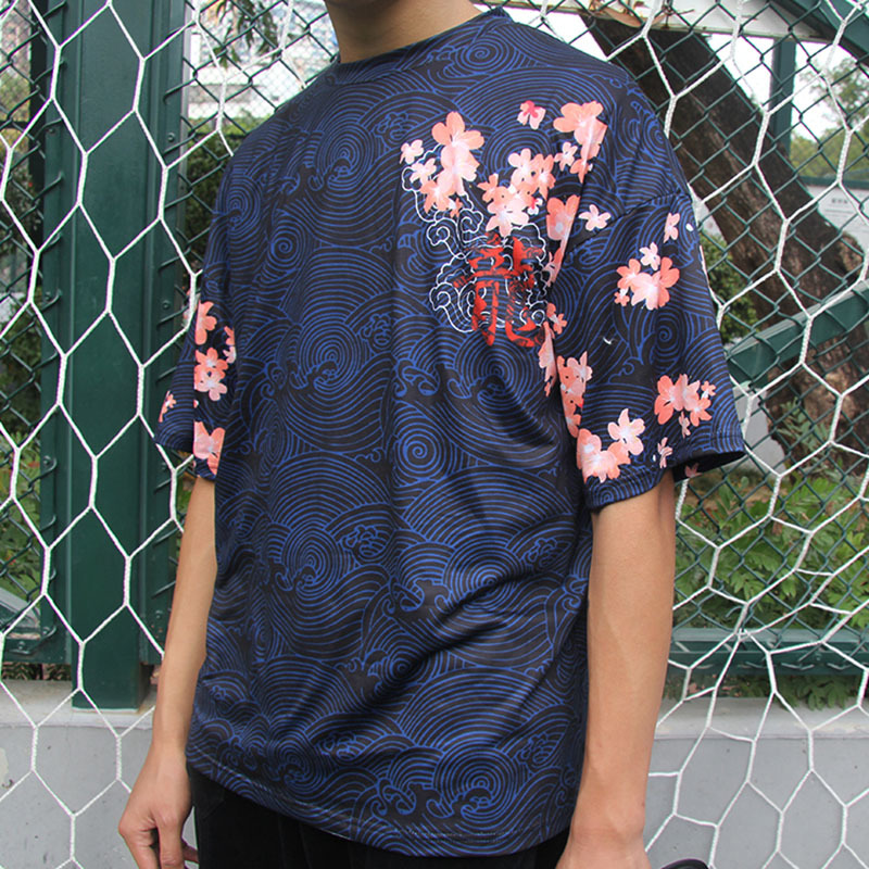 Men T Shirt Streetwear Fire Dragon T-Shirt Hip Hop Harajuku Tshirt Summer Beach Tops Tees Short Sleeve Thin Blue Hispter 210225