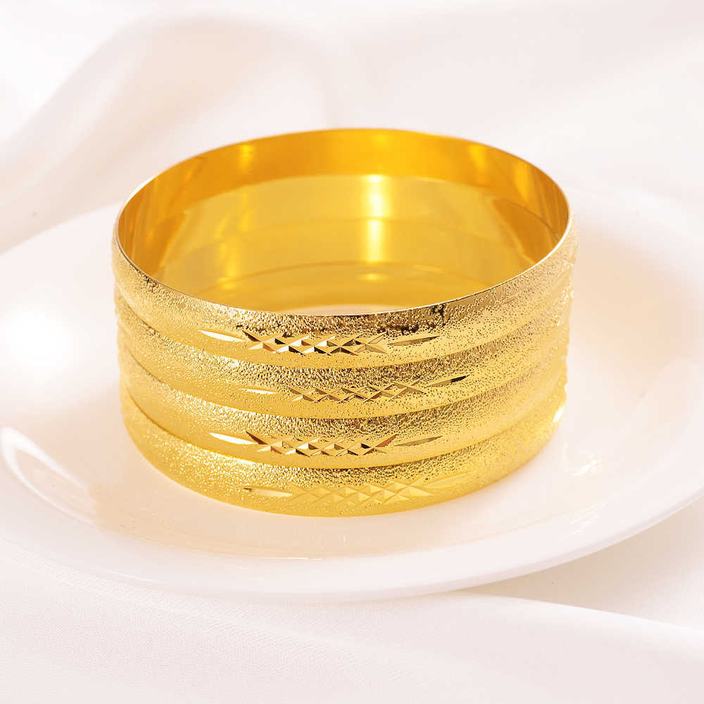 4pcs 24k Gold Bangle for Women Gold Dubai Bride Wedding Ethiopian Bracelet Africa Bangle Arab Jewelry Gold Charm Bracelet Q0717
4pcs 24k Gold Bangle for Women Gold Dubai Bride Wedding Ethiopian Bracelet Africa Bangle Arab Jewelry Gold Charm Bracelet Q0717