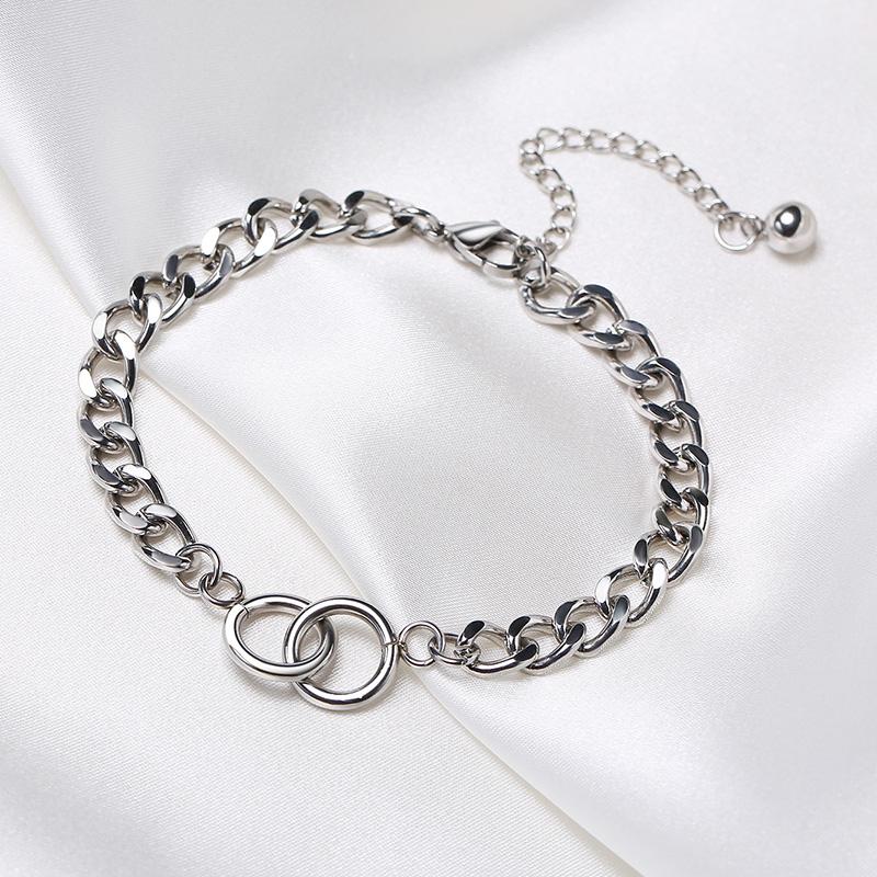 Bangle 2021 Stainless Steel Double Ring Accessories Chain Bracelet Color Female Titanium Jewelry For Women And Men Armband