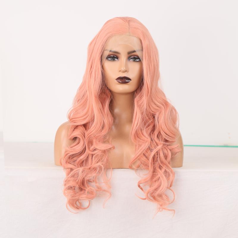 Synthetic Wigs Body Wave Lace For Women Heat Resistant Fiber Front Wig Long Pink Hair High Temperature Cosplay