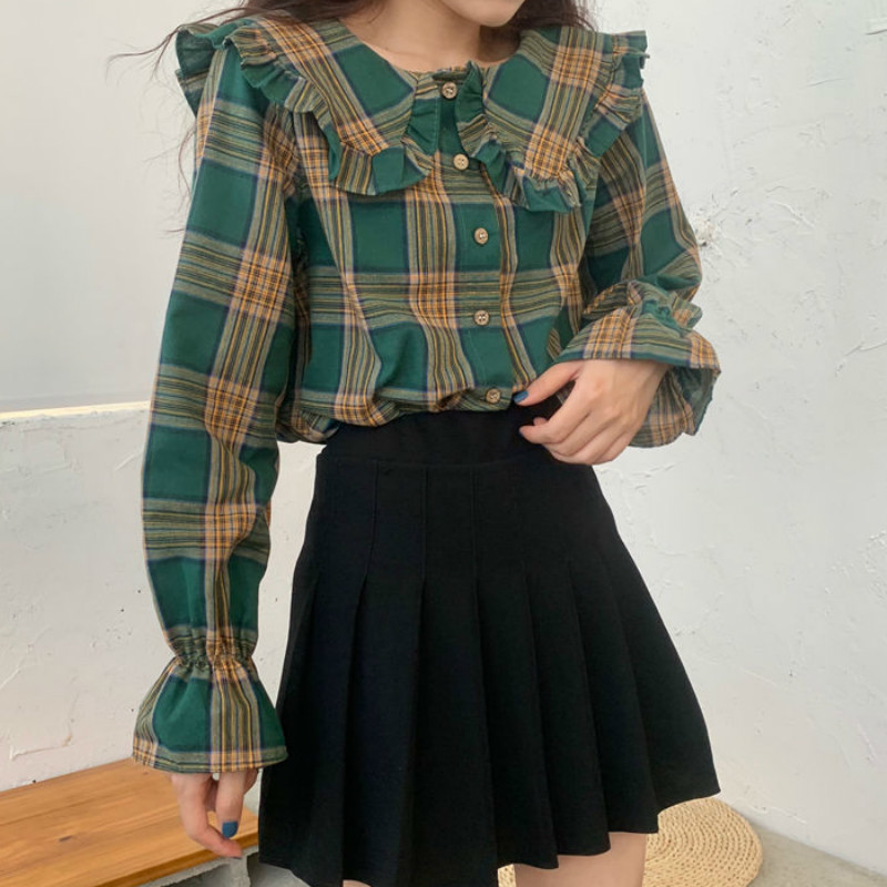 2021 New Deeptown Estilo Coreano Xadrez Feminina Moda Plissado Boto at Camisa De Manga Longa Elegante Tops Solto Boneca Colarinho Blusa 45tj, Red
2021 New Deeptown Estilo Coreano Xadrez Feminina Moda Plissado Boto at Camisa De Manga Longa Elegante Tops Solto Boneca Colarinho Blusa 45tj, Red