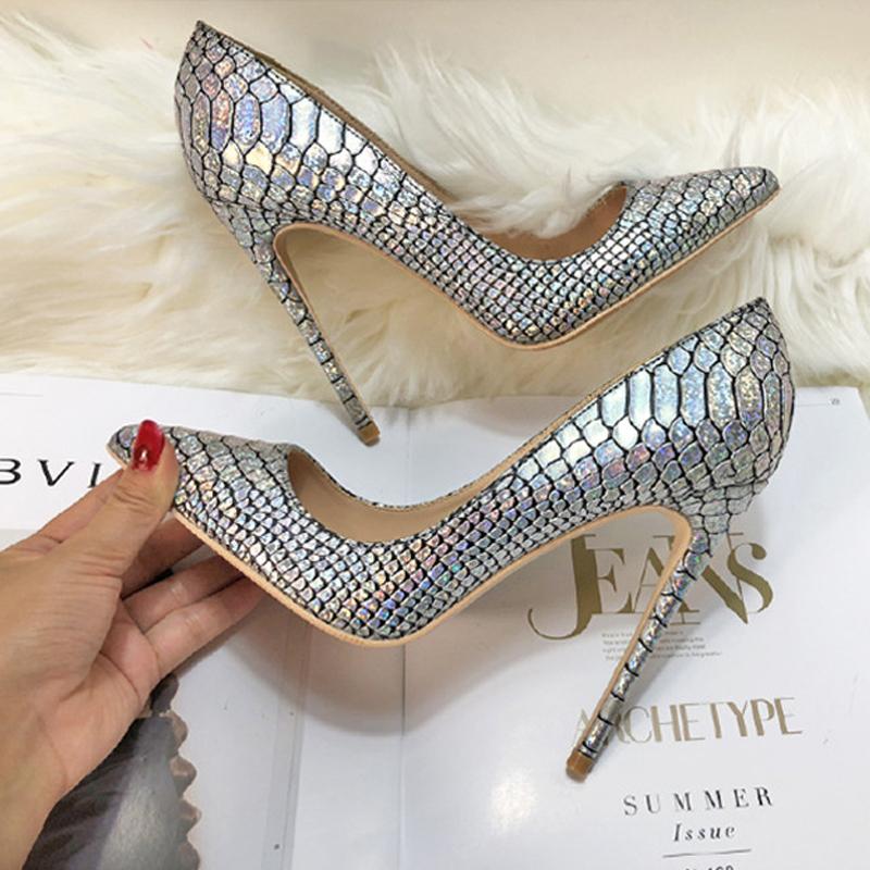Silver PU leather 12cm high heeled lady pumps shallow pointed toe woman shoes party shoes slip on wedding YG023 CHENSIR9, 8cm
Silver PU leather 12cm high heeled lady pumps shallow pointed toe woman shoes party shoes slip on wedding YG023 CHENSIR9, 8cm
