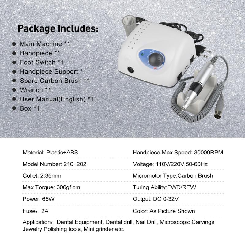 Nail Drill & Accessories Strong 210 Electric Machine Milling For Manicure Pedicure Apparatus