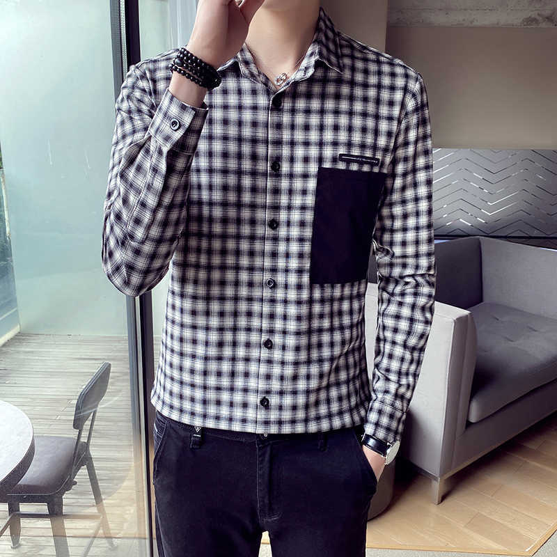 Spring Plaid Shirts Men Fashion Long Sleeve Slim Fit Casual Shirt Korean Student Streetwear Social Party Blouse Chemise Homme 210527, Black
Spring Plaid Shirts Men Fashion Long Sleeve Slim Fit Casual Shirt Korean Student Streetwear Social Party Blouse Chemise Homme 210527, Black