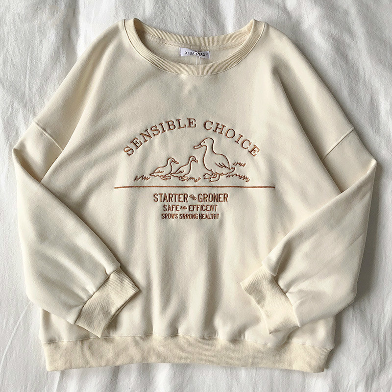 Letter Embroidery Women Sweatshirt Loose Harajuku Oversize Sweatshirt Pullovers Spring Autumn Hoody T200904