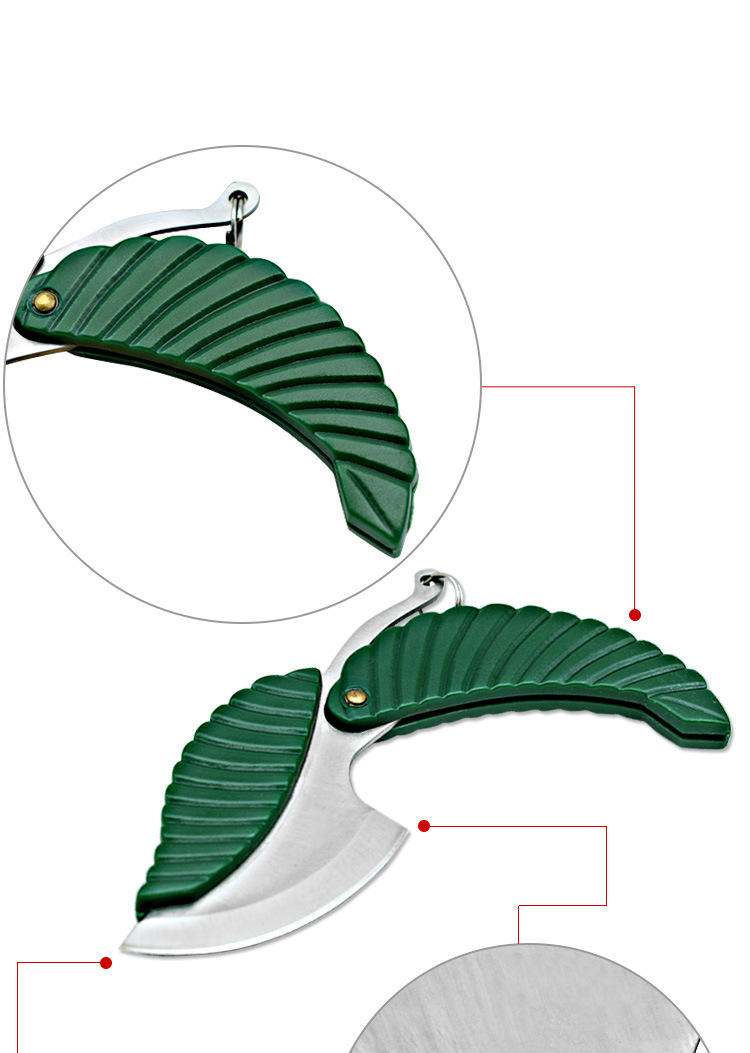 Creative green leaf knife golden Knives portable key accessories folding EDC tool peeler HW147