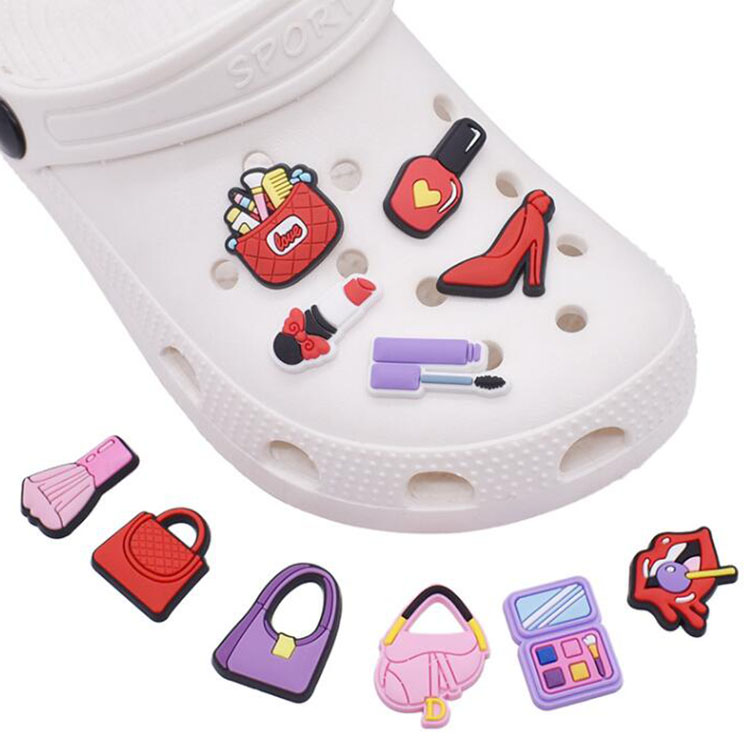 women makeup series Croc charms pvc bag Lipstick shoeharms buckle cartoon bracelet wristband decor girl gift, White;pink
women makeup series Croc charms pvc bag Lipstick shoeharms buckle cartoon bracelet wristband decor girl gift, White;pink