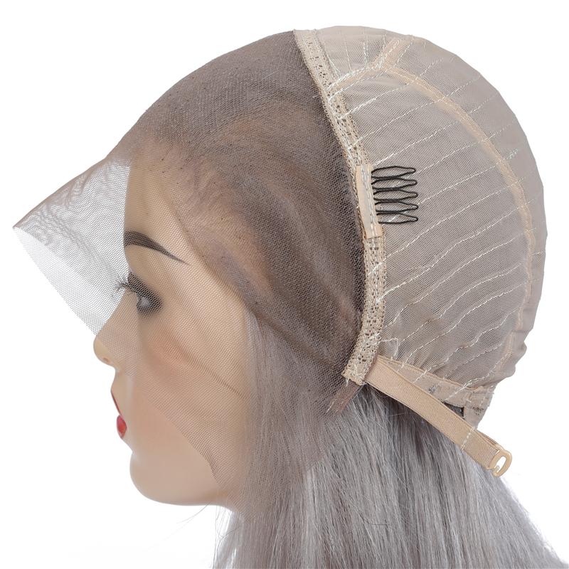 Grey Lace Front Human Hair Wigs 13X4 Brazilian Remy Straight Colored Sliver Gray Bob For Women Pre Plucked 150%