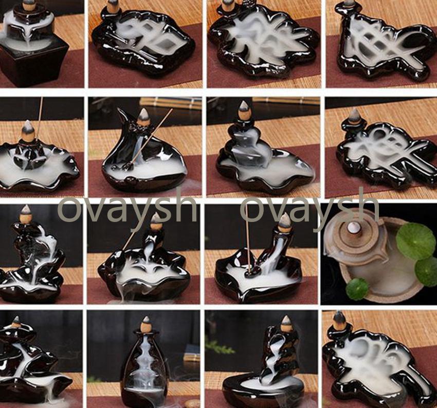 Ceramic Glaze Waterfall Backflow Incense Burner Censer Holder Cones Home decor 24 Style Incense Cones Burner Stick от DHgate WW